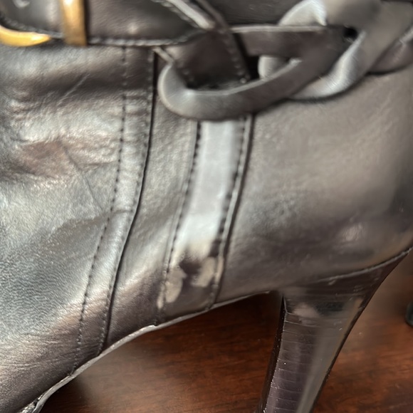 Banana Republic Sophie Black Leather High Heel Booties w/Braided Buckle Strap - Picture 8 of 13